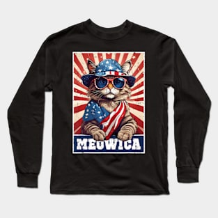 Meowica 4Th Of July Cat American Flag Cat ny 4Th Of July Long Sleeve T-Shirt